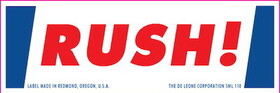 De Leone SML110 Labels, Rush!, 1" x 3"