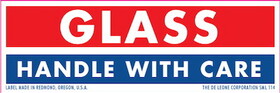 De Leone SML114 Labels, Glass - Handle With Care, 1" x 3"