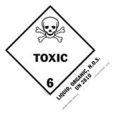 De Leone SPD5053 Labels, Toxic 6 - Liquid, Organic N.O.S. Un 2810, 5