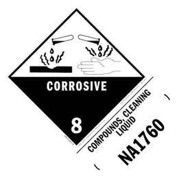 De Leone SPD6017 Lables, Corrosive 8 - Compounds, Cleaning Liquid Na1760, 6" x 4"