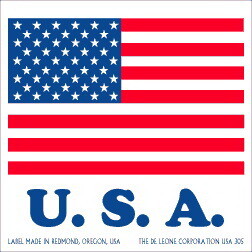 De Leone USA305 Labels, U. S. A. Flag, 2" x 2"