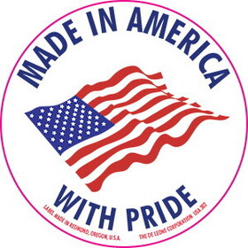 De Leone USA506 Labels, Made In America With Pride, 3" diameter