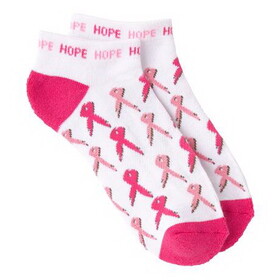 K Bell Women&#8217;s All Over Pink Ribbon Quarter Socks