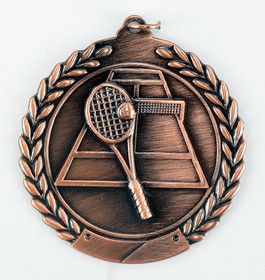 Clarke Tennis Die Cast Medal 2 3/4&#8243;-Bronze