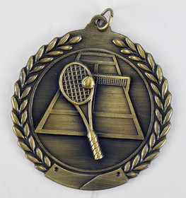 Clarke Tennis Die Cast Medal 2 3/4&#8243;-Gold