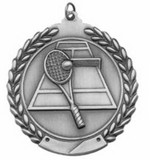 Tennis Die Cast Medal 2 3/4″-Silver