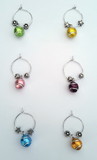 Pewter Tennis Ball Wine Glass Charms-Hand Painted set of 6