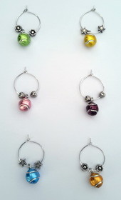 Clarke Pewter Tennis Ball Wine Glass Charms-Hand Painted set of 6