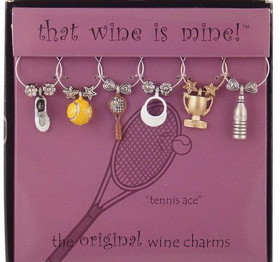 Clarke Tennis Ace Wine Glass Charms &#8211; Hand Painted