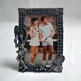 Pewter Picture Frame Lady Player (Picture size: 3-1/2 x 5)