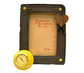 Tennis Picture Frame with Clock (Picture size: 4 x 6)
