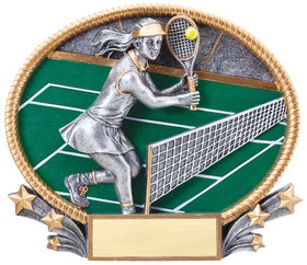 Tennis Resin Oval Plates 3D Sculptures Female 7 x 5 1/2&#8243;