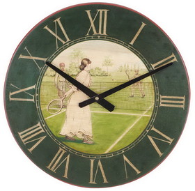 Vintage Lady Tennis Player Wall Clock