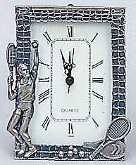 Pewter Tennis Desk Clock-Male
