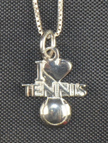 "I Love Tennis" Necklace, Silver