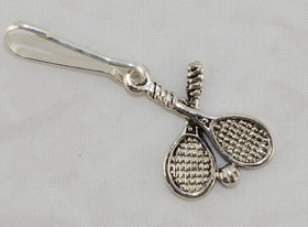 Silver Crossed Racquet Zipper Pull
