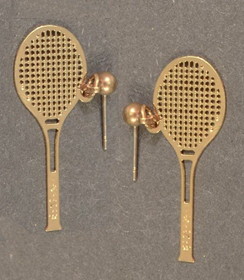 Racquet Earrings, Gold