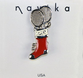 Clarke Stocking w/Racquets Pin-Pewter