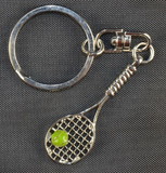 Clarke Tennis Racquet & Ball Keyring, Silver