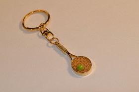 Clarke Tennis Racquet/Ball Keyring-Gold