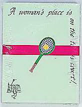 Tennis Note Pad-"A woman&#8217;s place is on the tennis court" 4 x 5&#8243;-Blue