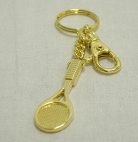 Gold Plate Racquet Key Ring