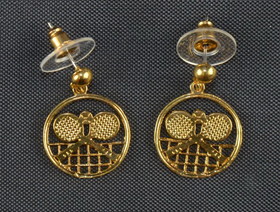 Crossed Racquet Earrings, Gold