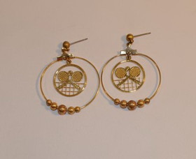 Crossed Racquets Earrings-Hoops &#038; Beads