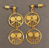 Double Crossed Racquets Earrings-Gold Plated