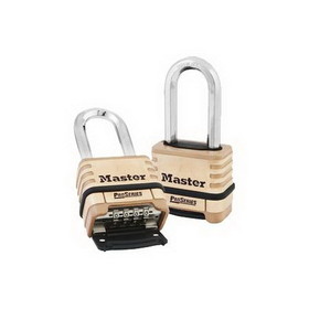 Master Lock 1175DLH Lock, 4-Digit Combo 2-1/16 in Shackle; brass body