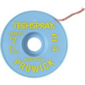 Techspray 1809-5F Solder Wick Size 2; .060"W x 5'L; Yellow