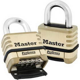 Master Lock 1175 Lock, 4-Digit Combo 1-1/16" Shackle; brass body