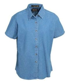 Tiger Hill Ladies Short Sleeve Denim Shirt, Denim Blue