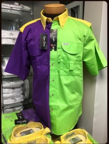 Tiger Hill Men's Mardi Gras Short Sleeve Fishing Shirt Sale