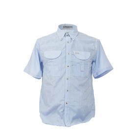 Tiger Hill Men's Gingham Short Sleeve Fishing Shirt, Blue