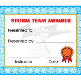 Tiger Claw Storm Team Certificate