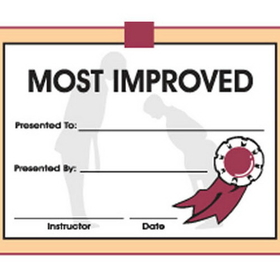 Tiger Claw Most Improved Certificate