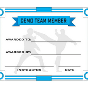 Tiger Claw Demo Team Member Certificate