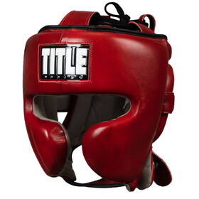 TITLE Boxing Blood Red Leather Sparring Headgear