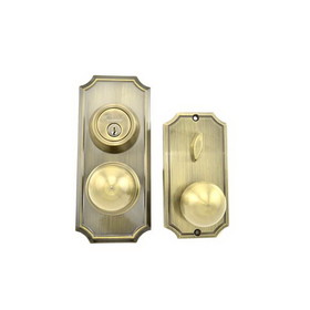 Weslock 01501BABASL2D Unigard Premiere Interconnected Entry with Ambassador Lever with 2-3/8" Latch and Round Corner Strikes Antique Brass Finish