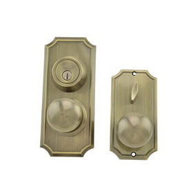 Weslock 01501IAIASL2D Unigard Premiere Interconnected Entry with Impresa Knob with 2-3/8" Latch and Round Corner Strikes Antique Brass Finish