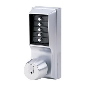 Kaba Simplex 1021B26D Mechanical Pushbutton Knob Lock Combination with Key Override; 2-3/4" Backset and Best Prep Satin Chrome Finish