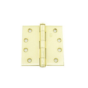 Hager 127944 4" x 4" Full Mortise Five Knuckle Plain Bearing Standard Weight Hinge Satin Brass Finish