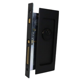Emtek 2113US19134 Modern Rectangular Keyed Pocket Door Mortise Lock for 1-3/4" Door Flat Black Finish