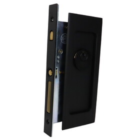 Emtek 2113US19138 Modern Rectangular Keyed Pocket Door Mortise Lock for 1-3/8" Door Flat Black Finish