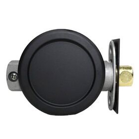 Emtek 2144US19 Round Passage Pocket Door Tubular Lock with Passage Strike Plate Flat Black Finish