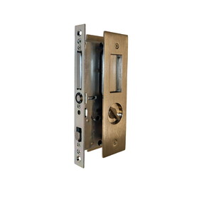 Emtek 2155US15138 Narrow Modern Rectangular Privacy Pocket Door Mortise Lock for 1-3/8" Door Satin Nickel Finish