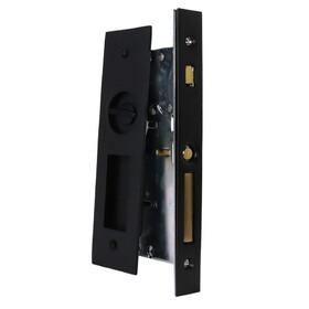 Emtek 2155US19134 Narrow Modern Rectangular Privacy Pocket Door Mortise Lock for 1-3/4" Door Flat Black Finish