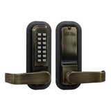 Lockey 2835AB Mechanical Keyless Lever Lock with Passage Function and Single Combination Antique Brass Finish