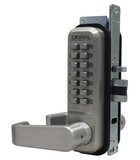 Lockey 2985SNDC Mechanical Keyless Narrow Stile Lever Lock with Passage Function and Double Combination Satin Nickel Finish